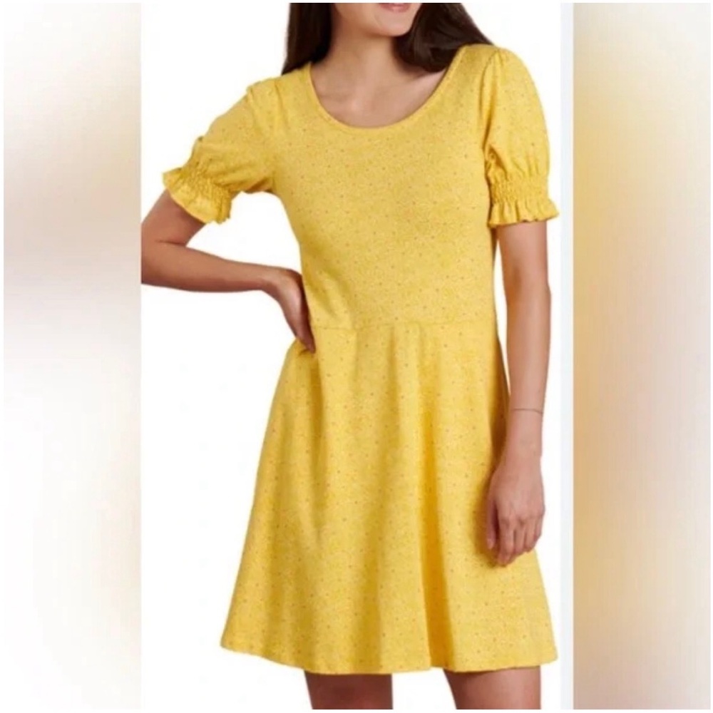 Toad&Co Yellow Short Sleeve Scoop Neck Dress